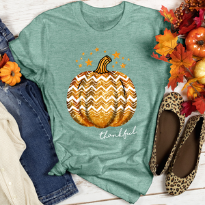 Thankful Retro Pumpkin Sparkle Heathered Tee