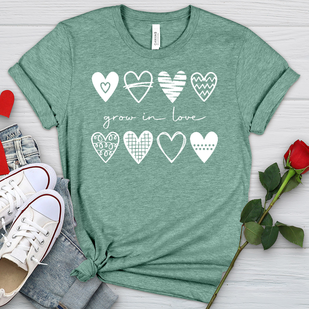 Grow In Love Hearts Heathered Tee