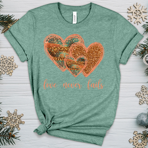 Love Never Fails V6 Heathered Tee