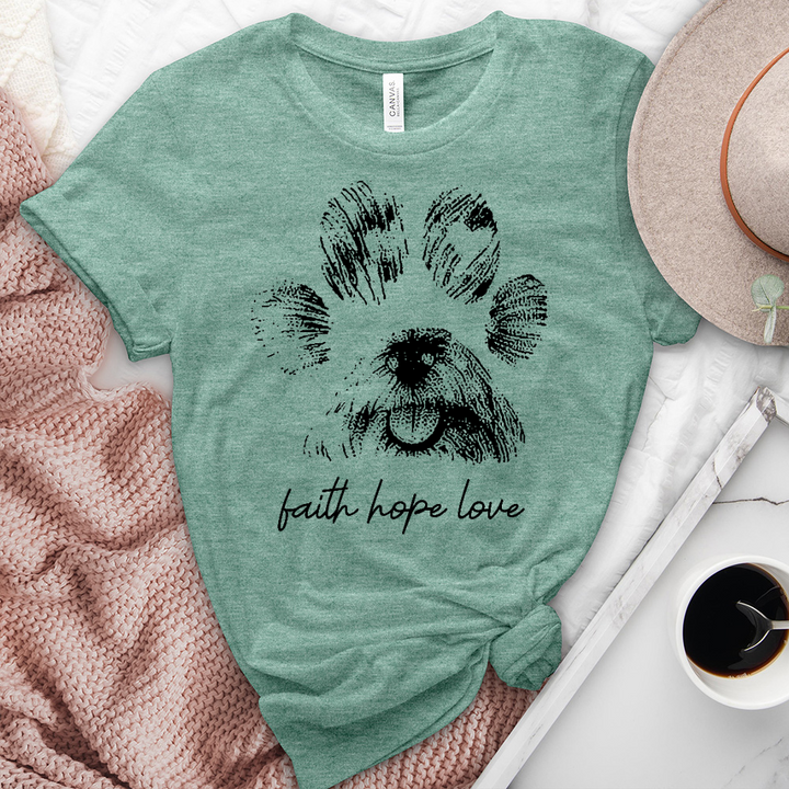 Faith Paw Print Face Heathered Tee