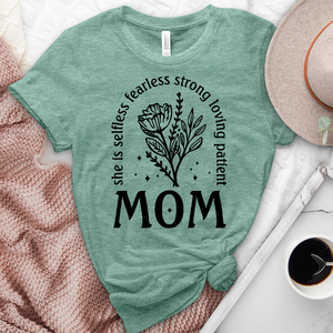 She Is Mom Flower Heathered Tee