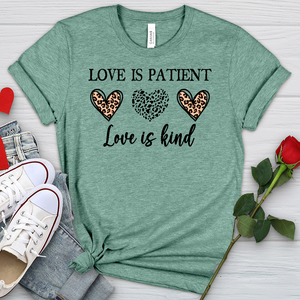 Love Is Patient 3 Hearts Heathered Tee