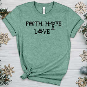 Country Faith Hope Love V1 Heathered Tee