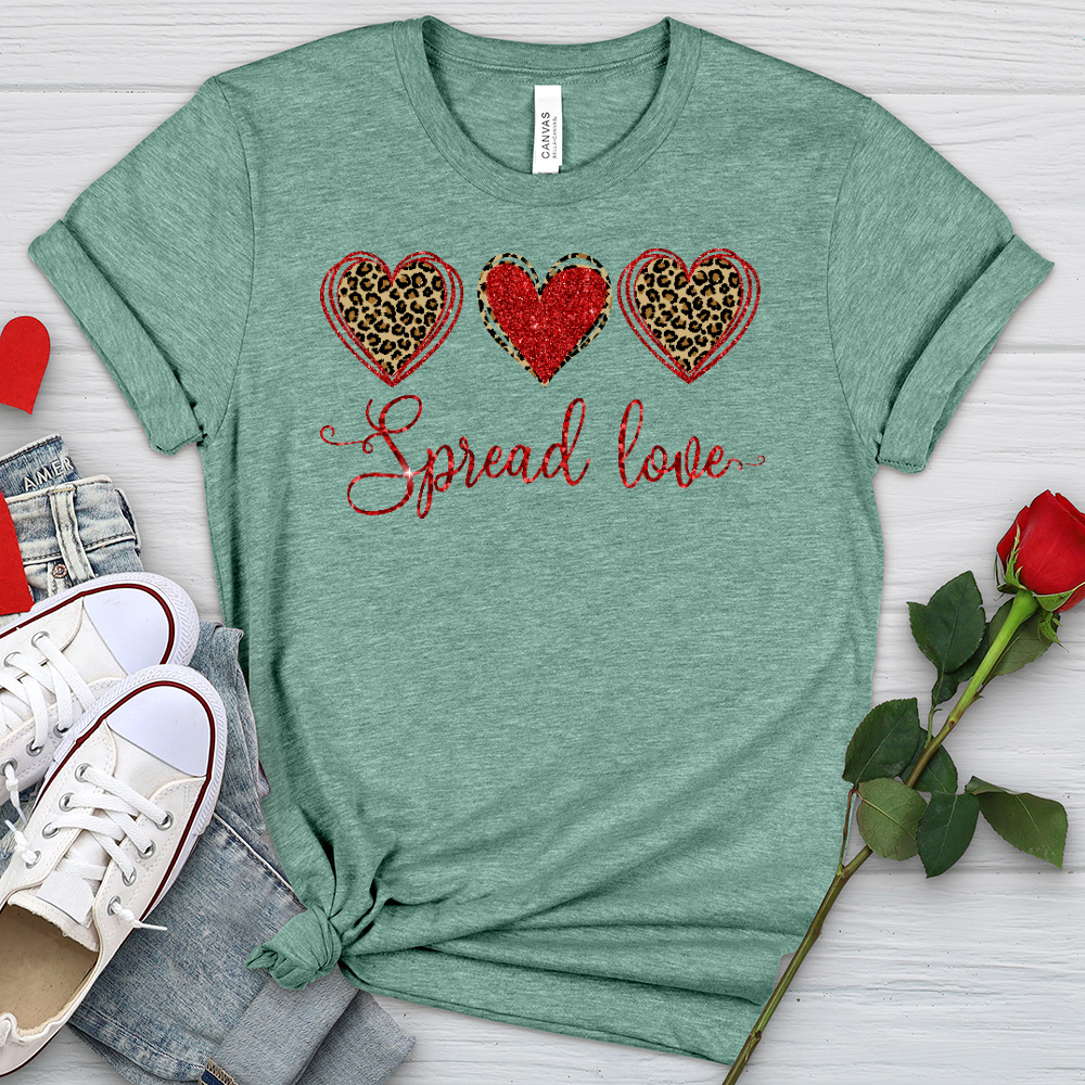 Spread Love Glitter Hearts Heathered Tee