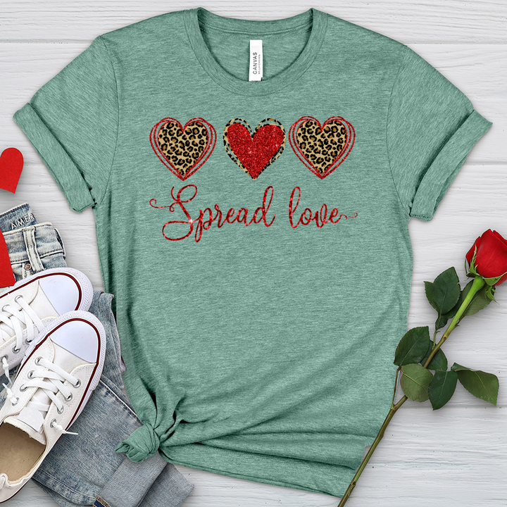 Spread Love Glitter Hearts Heathered Tee
