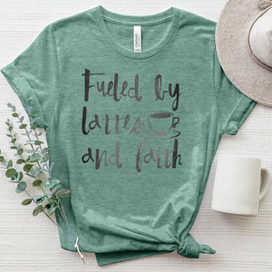 Fueled By Lattes And Faith Heathered Tee