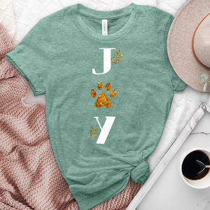 Gold Joy Paw Print Heathered Tee