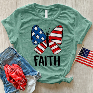 USA Faith Butterfly Heathered Tee