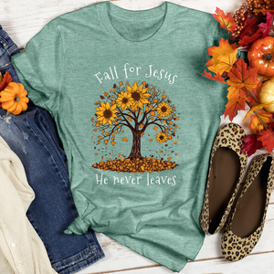 Sunflower Tree Falling Leaves Heathered Tee