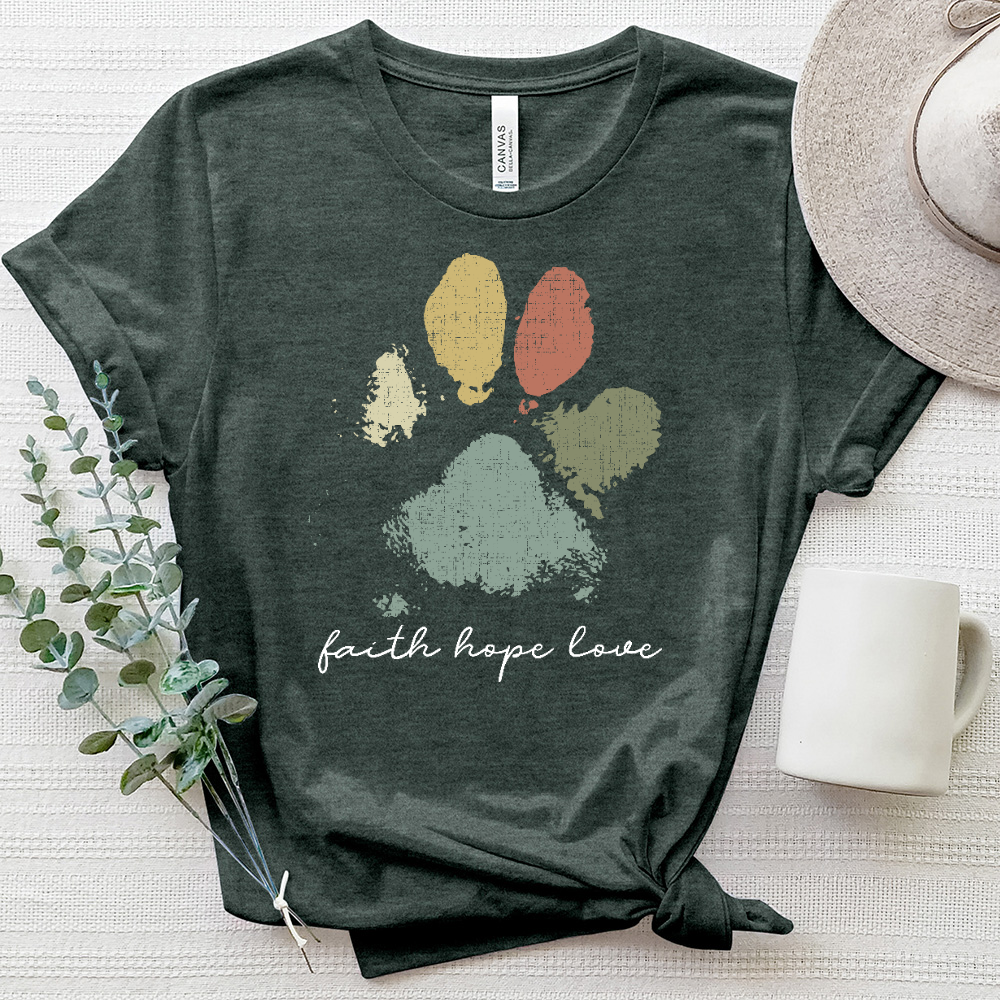 Faded Rainbow Paw Print Heathered Tee
