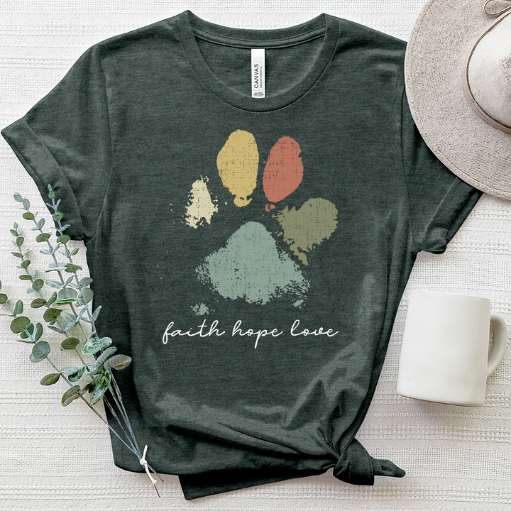 Faded Rainbow Paw Print Heathered Tee
