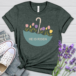 He Is Risen Flower Umbrella Heathered Tee