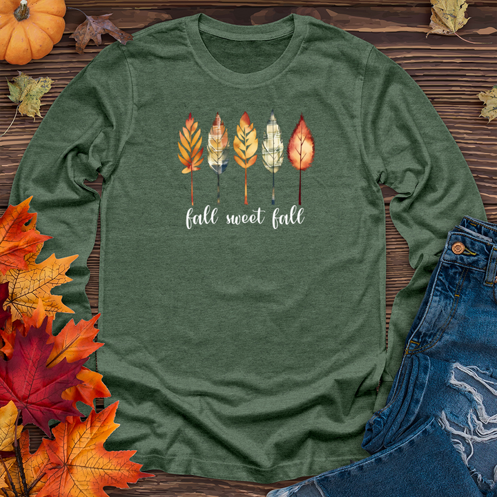 Vintage Cozy Leaves Watercolor Trio Long Sleeve Tee