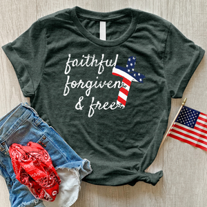 Faithful Stripes Flag Heathered Tee