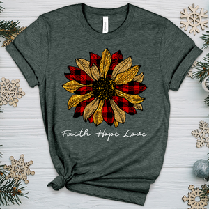 Christmas Patterned Flower Heathered Tee