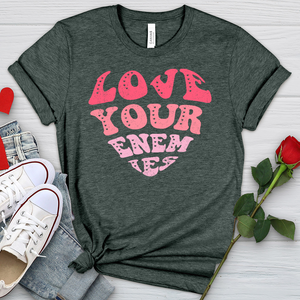 Love Your Enemies Pink Heathered Tee