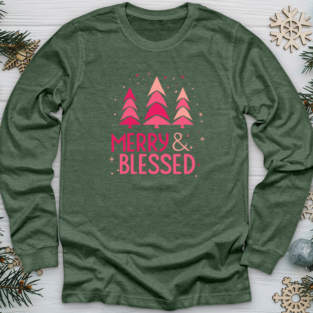 Merry Blessed Tree Long Sleeve Tee