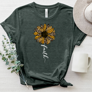 Faith Leopard Flower Stem Heathered Tee