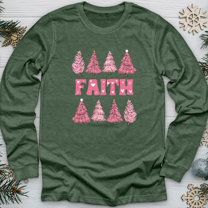 Pink Christmas Tree Long Sleeve Tee