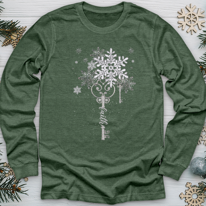 Faith Snowflake Key 2 Long Sleeve Tee