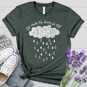 He Made The Storm Heathered Tee