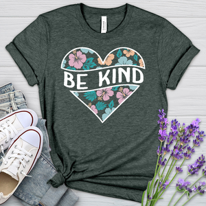 Be Kind Floral Heart Heathered Tee