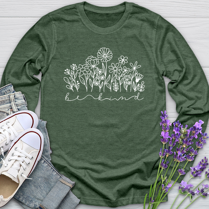 Be Kind Garden Flowers Long Sleeve Tee