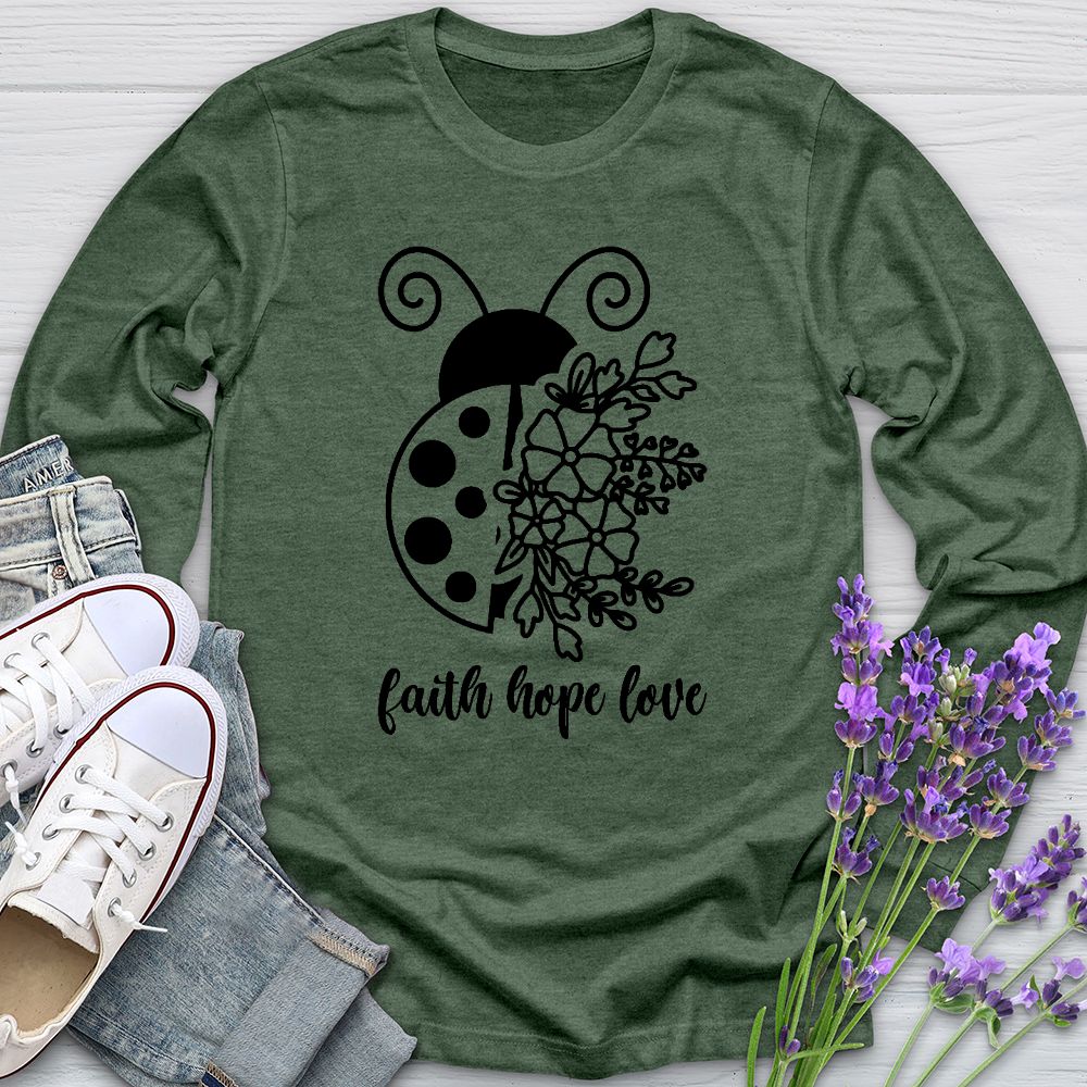 Faith Hope Love Ladybug Long Sleeve Tee