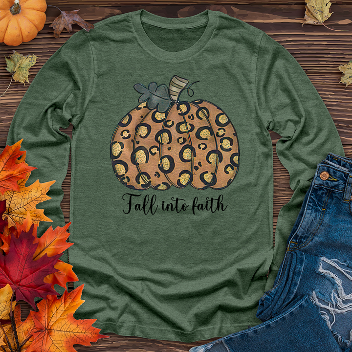 Fall Into Faith Gold Pumpkin Long Sleeve Tee