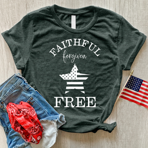 Faithful Forgiven Star Heathered Tee