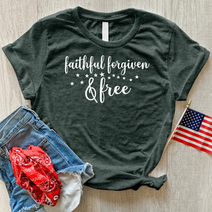 Forgiven & Free Stars Heathered Tee