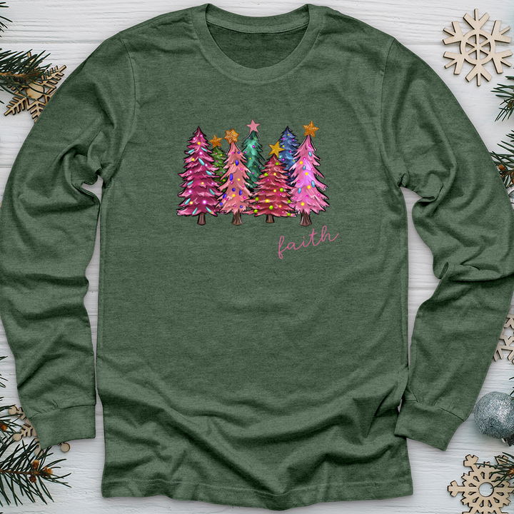 Faith Pink Tree Long Sleeve Tee