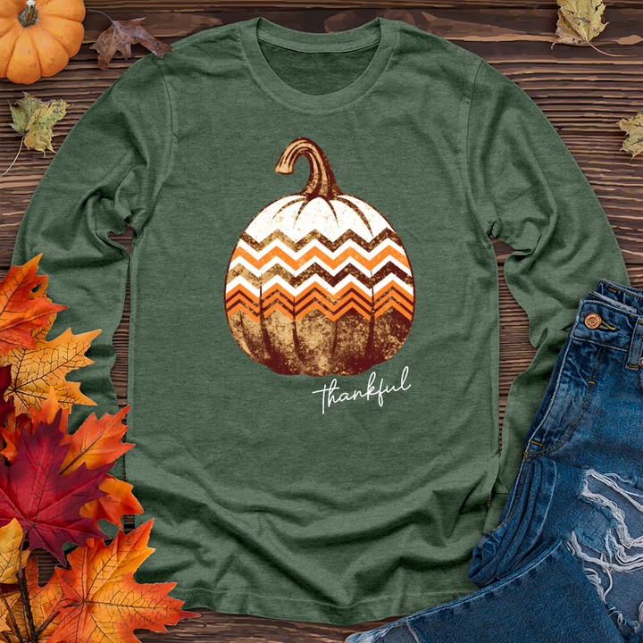 Thankful Retro Cozy Pumpkin Long Sleeve Tee
