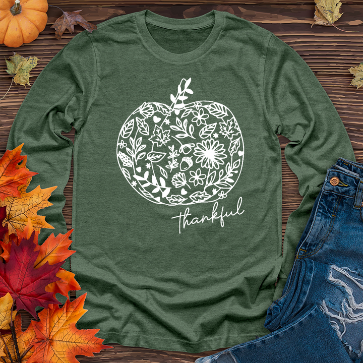 Thankful Flower Pumpkin Long Sleeve Tee