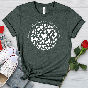 Love Makes The World Go Round Heathered Tee