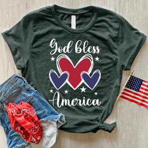 God Bless Hearts Heathered Tee