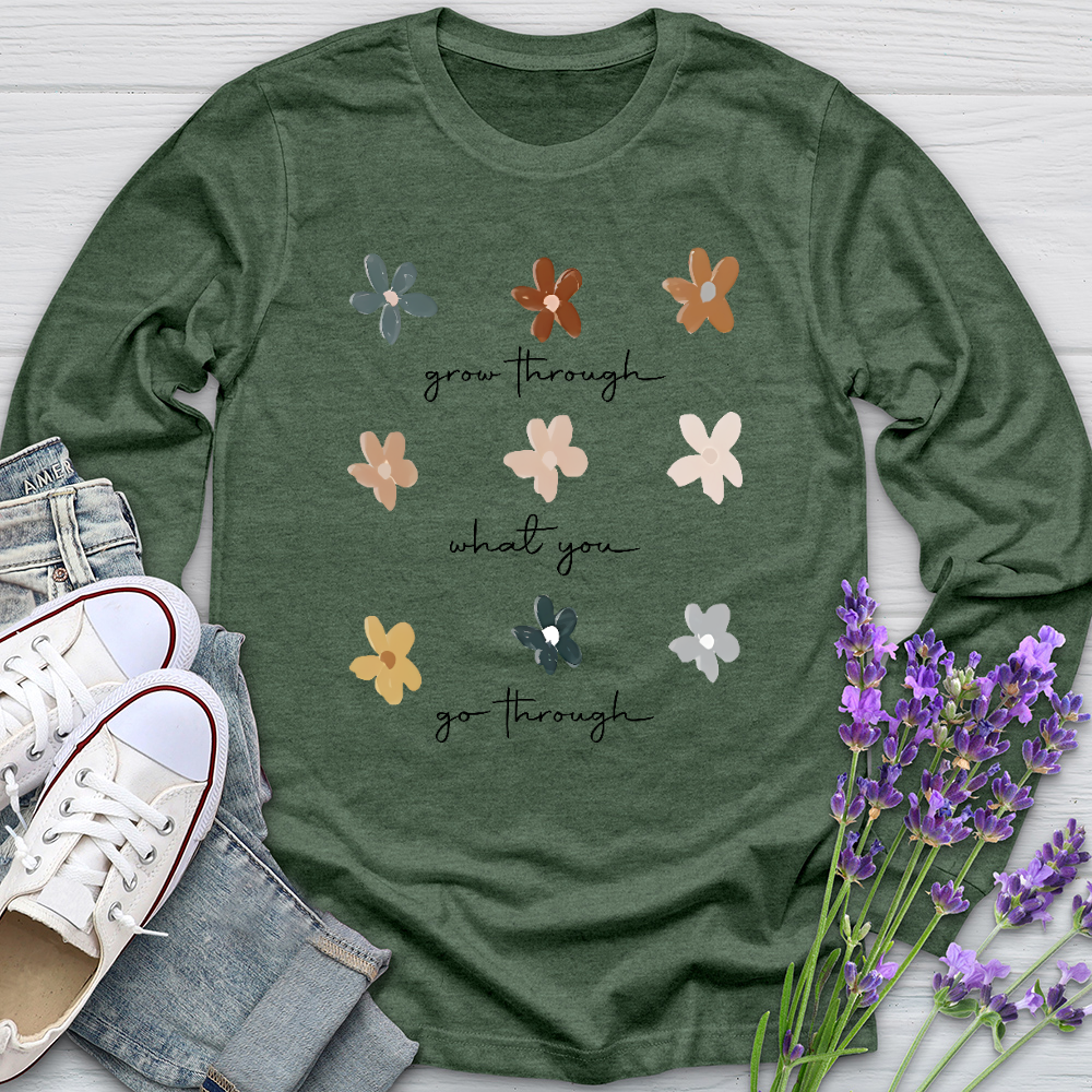 Grow Through Flower Pattern Long Sleeve Tee