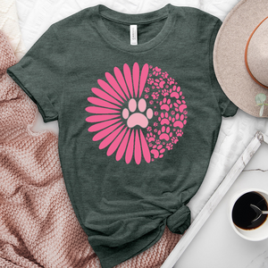 Pink Sunflower Paw Print Heathered Tee