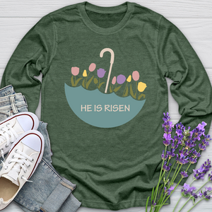 He Is Risen Flower Umbrella Long Sleeve Tee