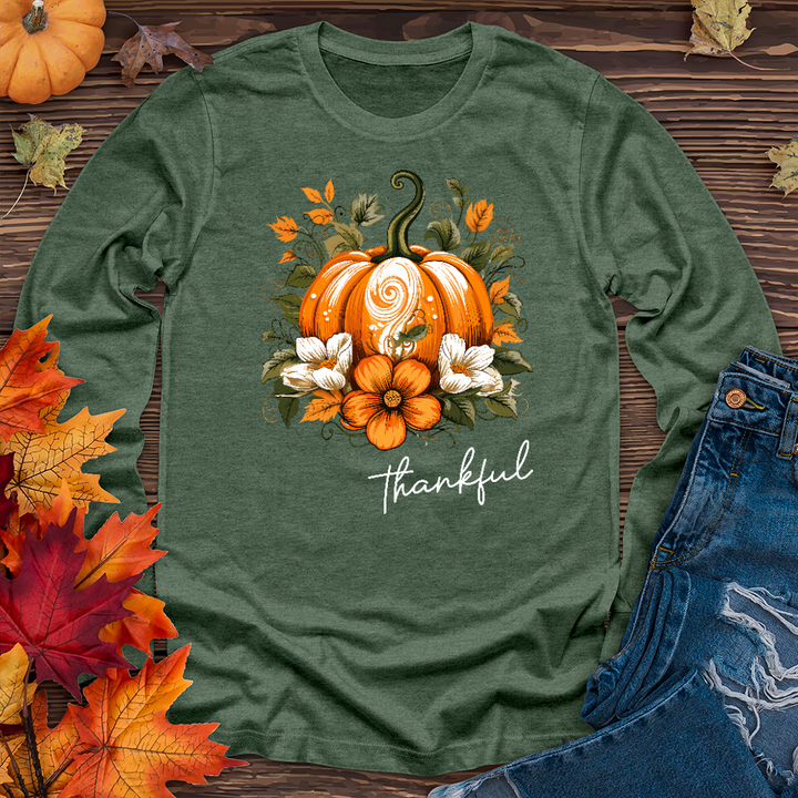 Thankful Foliage Pumpkin Long Sleeve Tee