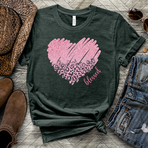 Sparkling Leopard Heart Heathered Tee