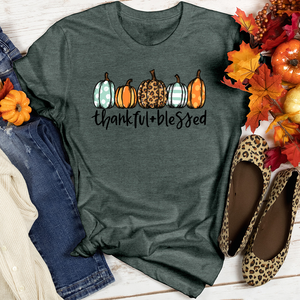 Thankful Blessed Pumpkin Arrangement Heathered Tee