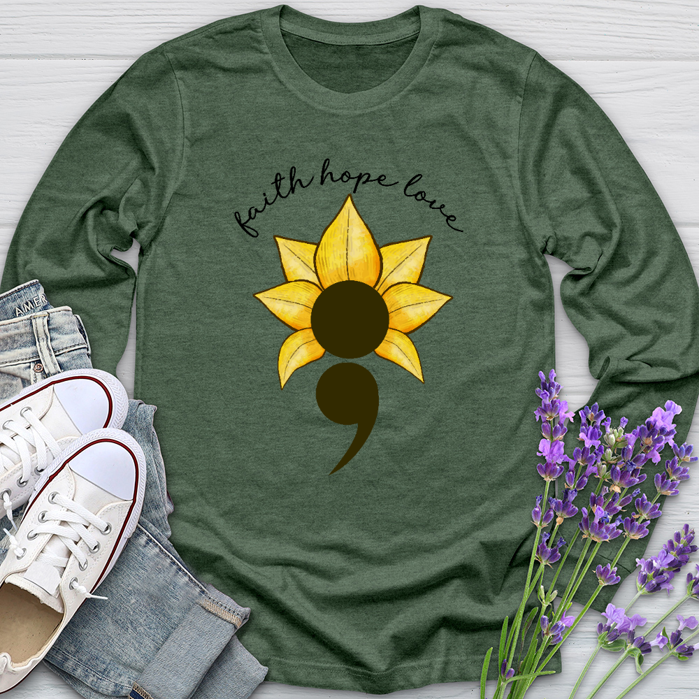 Faith Hope Love Semicolon Long Sleeve Tee