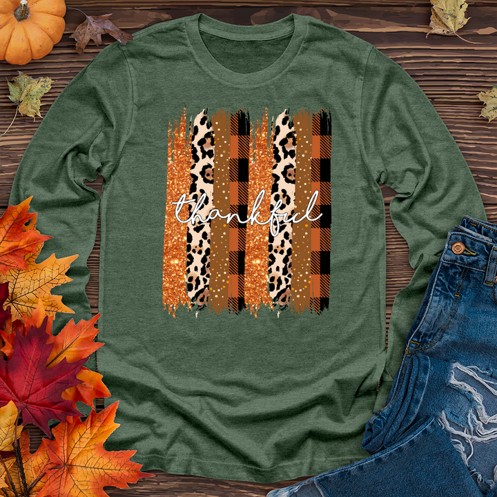 Thankful Watercolor Stripes    Long Sleeve Tee