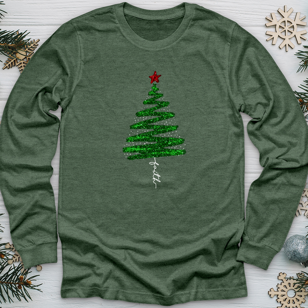 Green Sparkling Tree Long Sleeve Tee