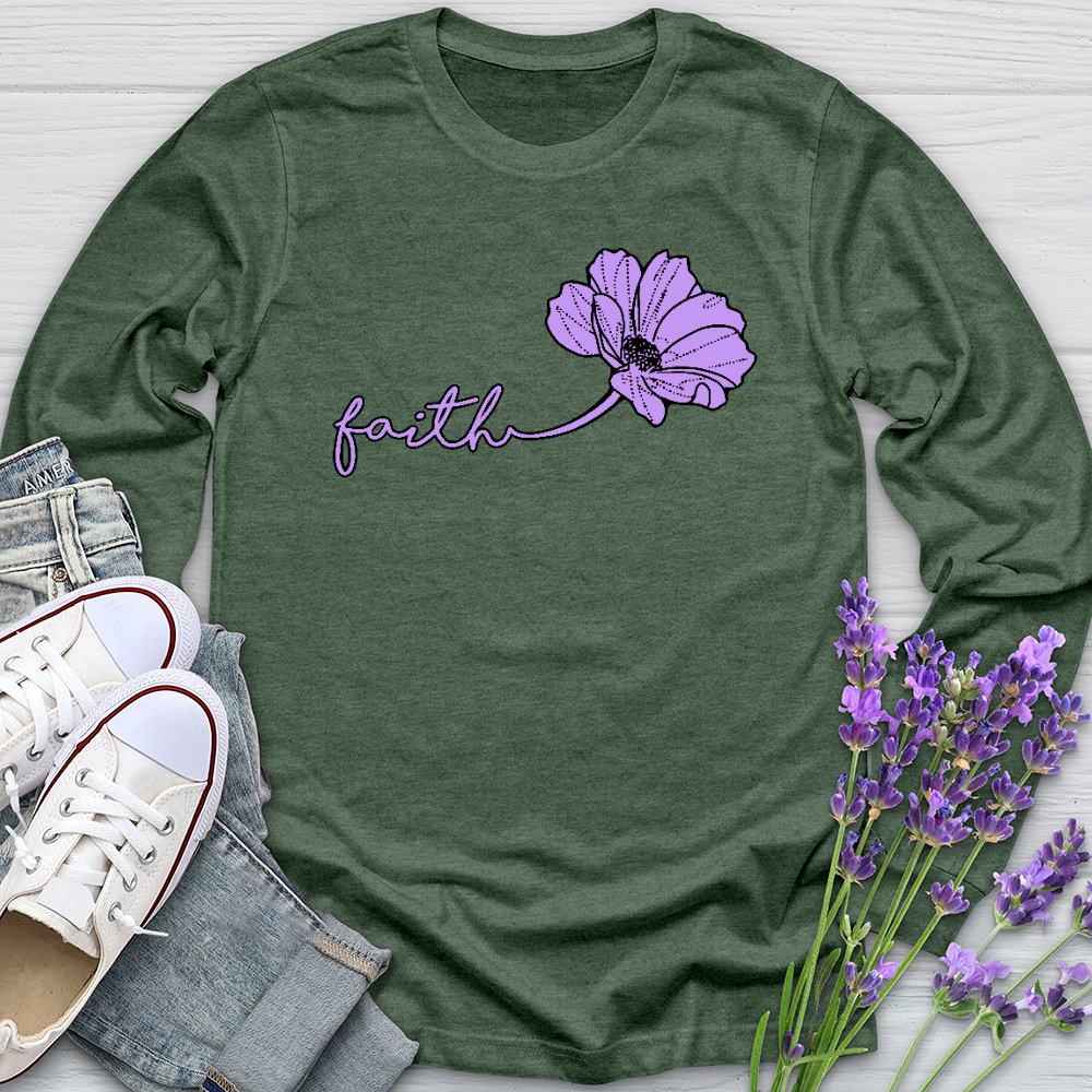 Faith Purple Flower Long Sleeve Tee
