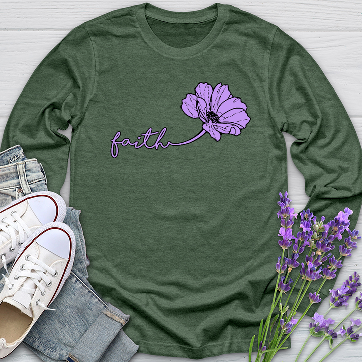 Faith Purple Flower Long Sleeve Tee