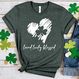 Loved Blessed Heart Heathered Tee