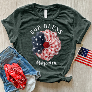 God Bless Wreath Heathered Tee