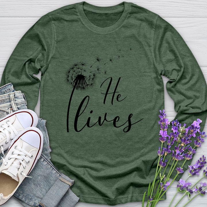 He Lives Dandelion Long Sleeve Tee